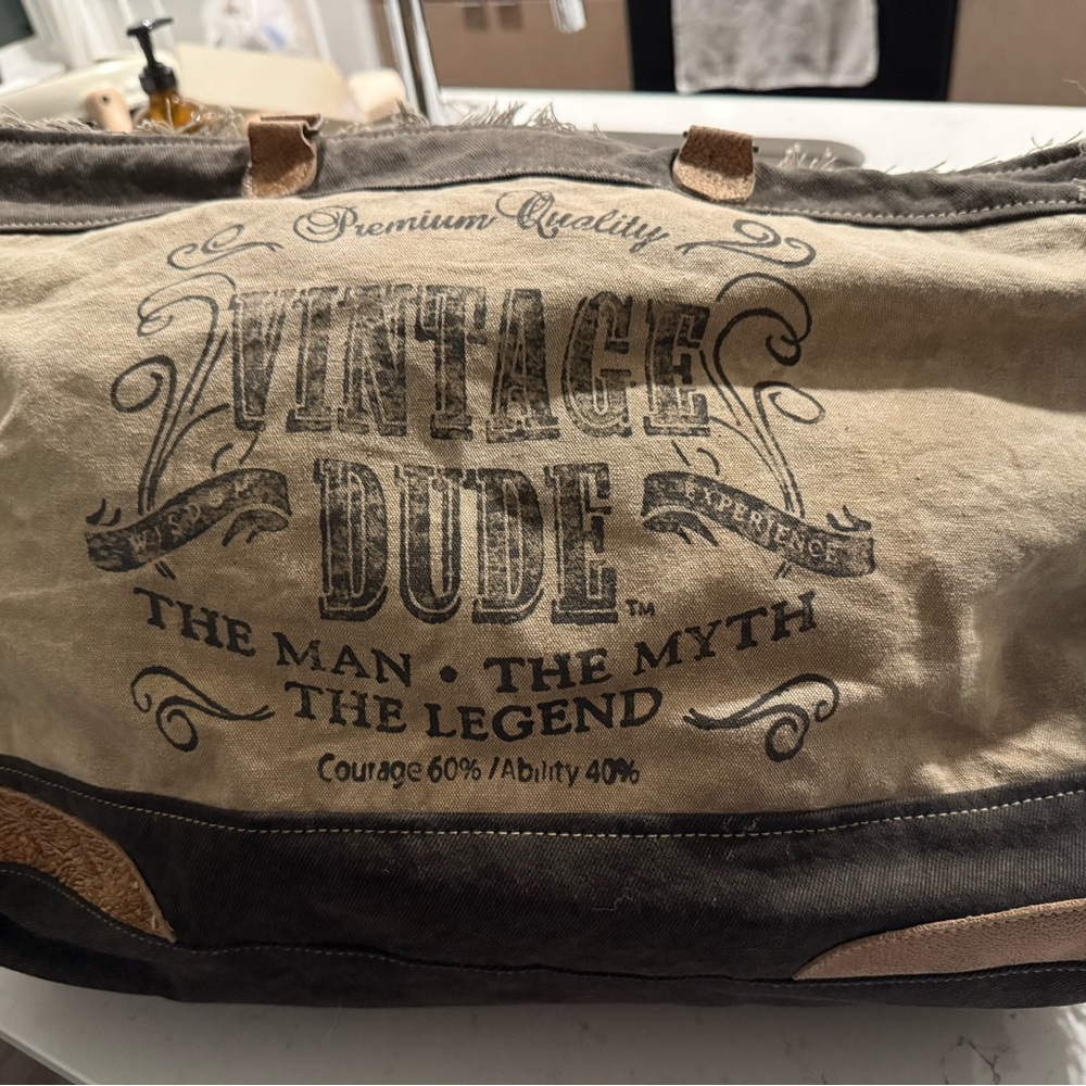 Myra Bag Vintage Dude Canvas Travel Bag - Tan and Black
